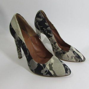 Dries Van Noten Camo Print Pumps! Snake Skin Heels 7.5